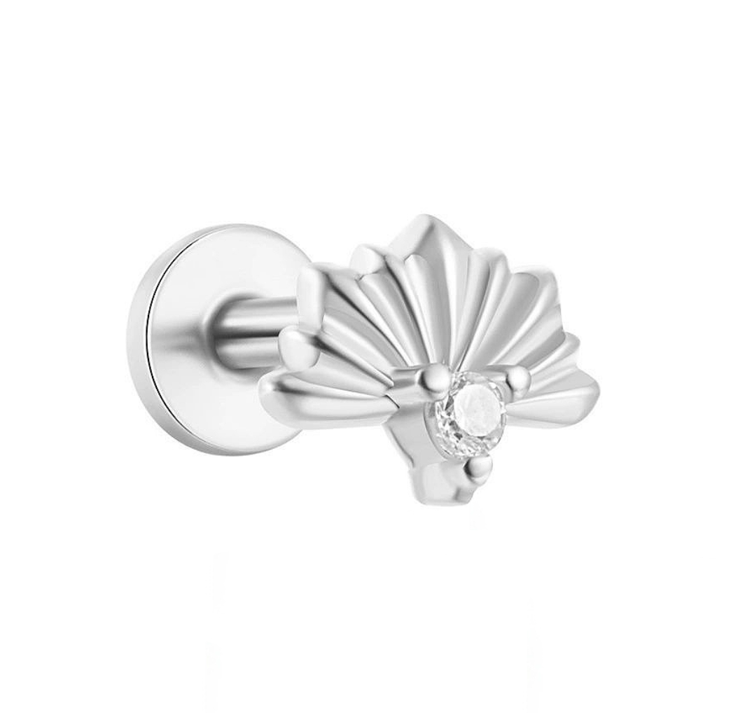 Saffron Sterling Silver and Cubic Zirconia Fan Style Single Earring