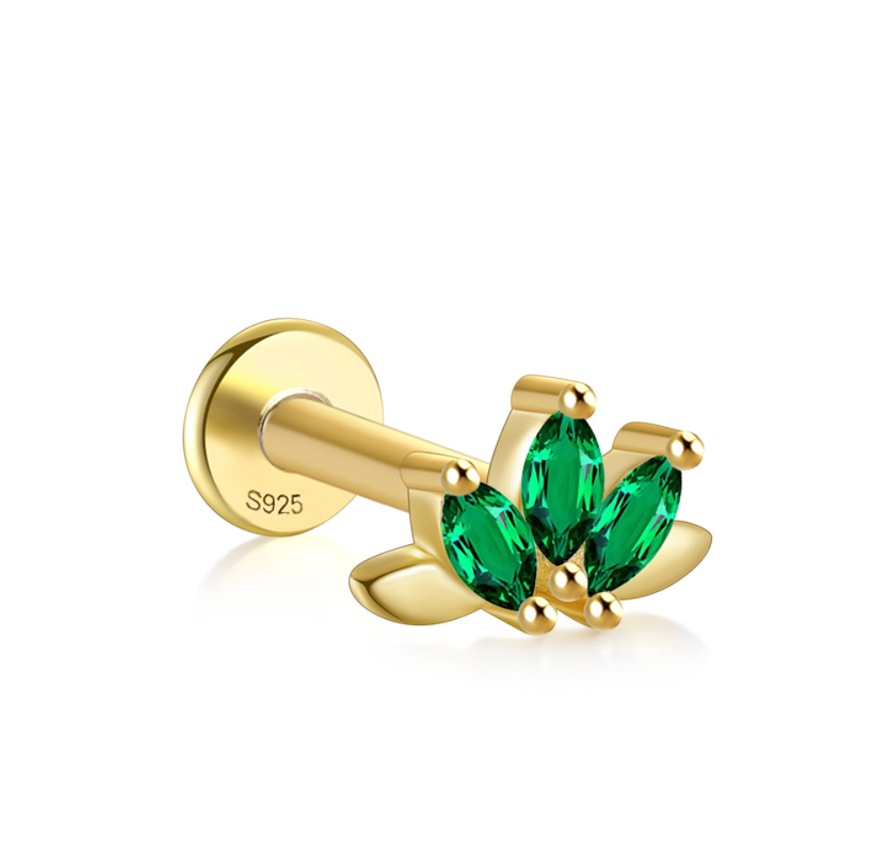 Etta Sterling Silver Emerald Fan Single Earring