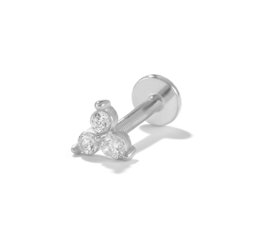 Lucinda Sterling Silver and Cubic Zirconia Triangular Single Earring