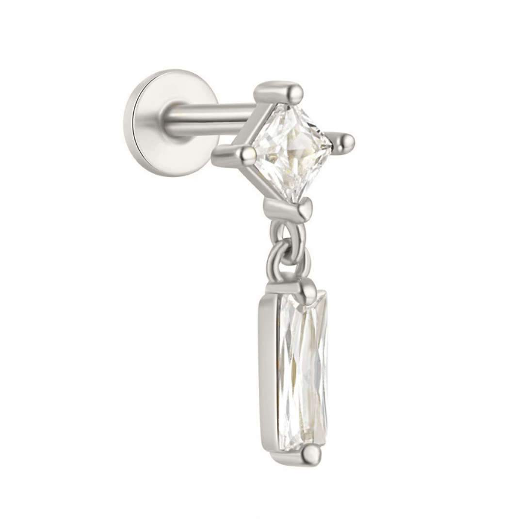 Rosamund Sterling Silver and Baguette Cubic Zirconia Single Earring