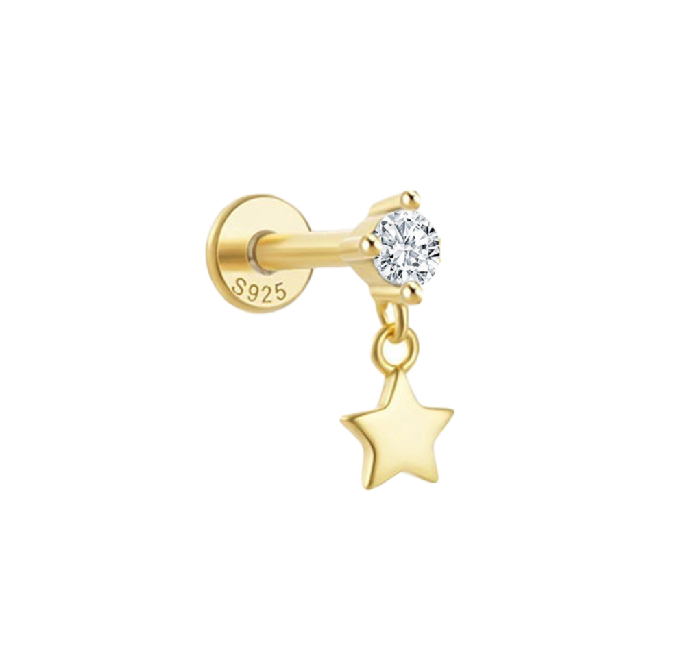 Emmi Sterling Silver Cubic Zirconia and Star Drop Single Earring