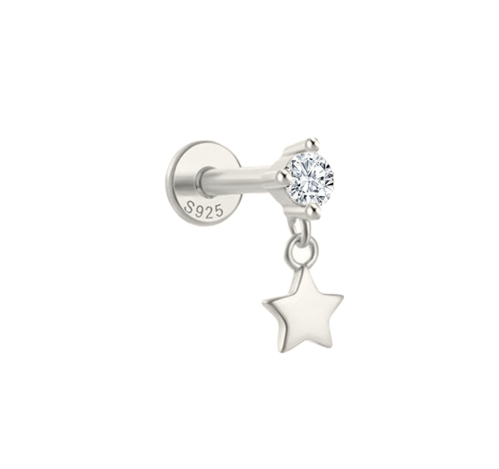 Emmi Sterling Silver Cubic Zirconia and Star Drop Single Earring