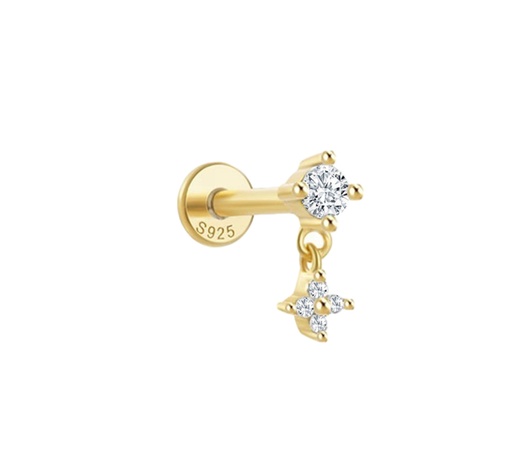 Marcelline Sterling Silver and Cubic Zirconia Flower Single Earring
