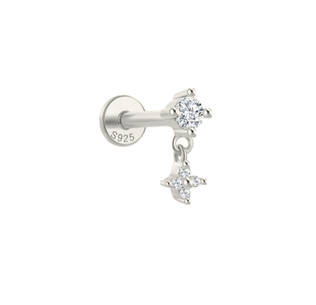 Marcelline Sterling Silver and Cubic Zirconia Flower Single Earring