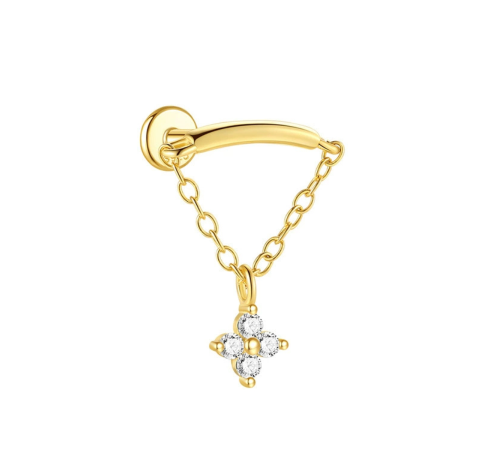 Imelda Sterling Silver Hanging Floral Single Earring