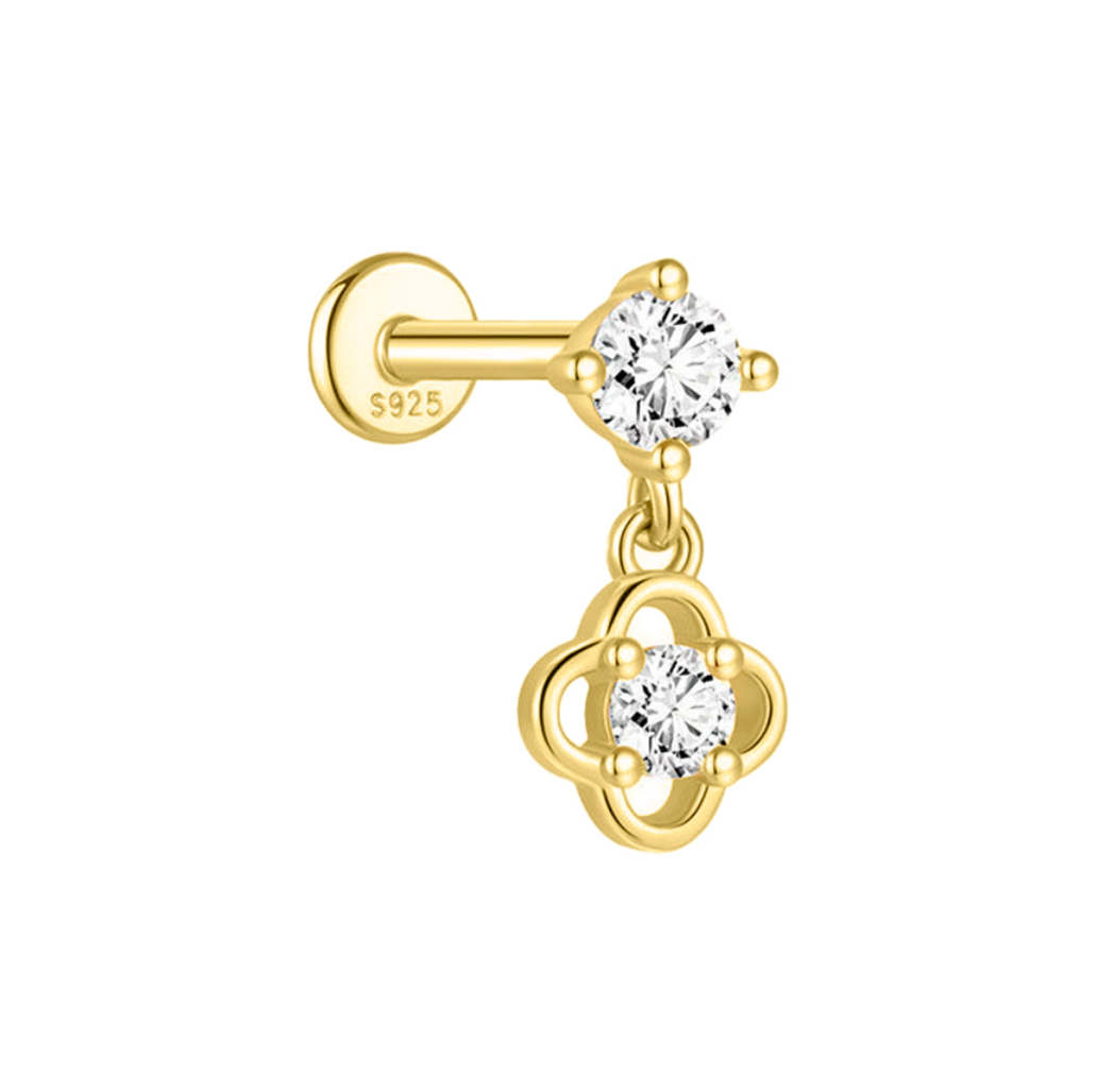 Henrietta Sterling Silver and Cubic Zirconia Open Flower Single Earring
