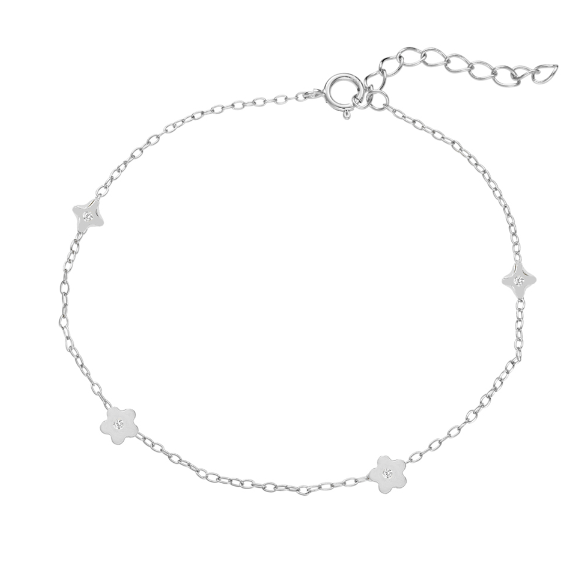 Talia Sterling Silver Multi Flower Bracelet