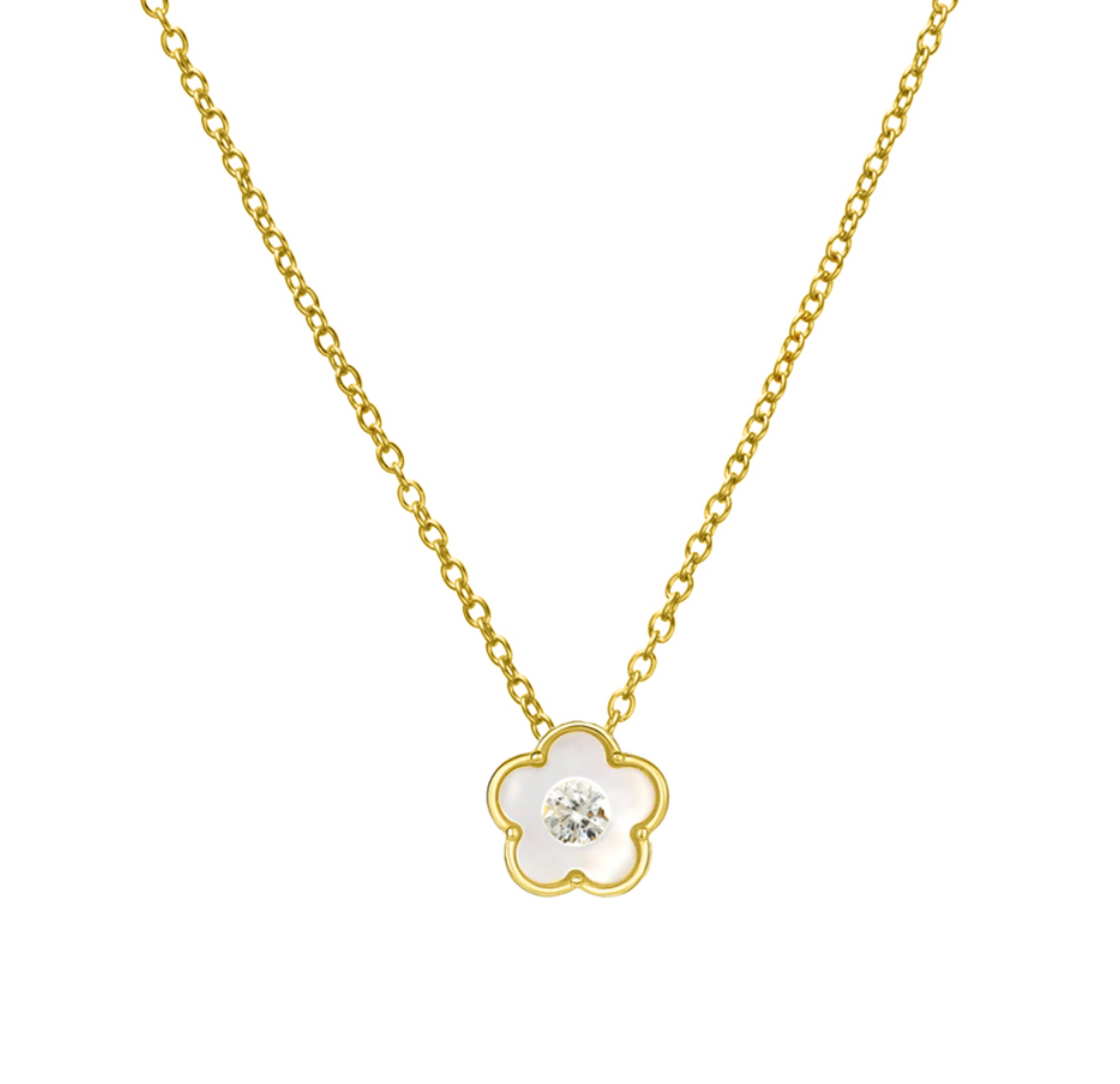 Nellie Sterling Silver Mother of Pearl Floral Necklace