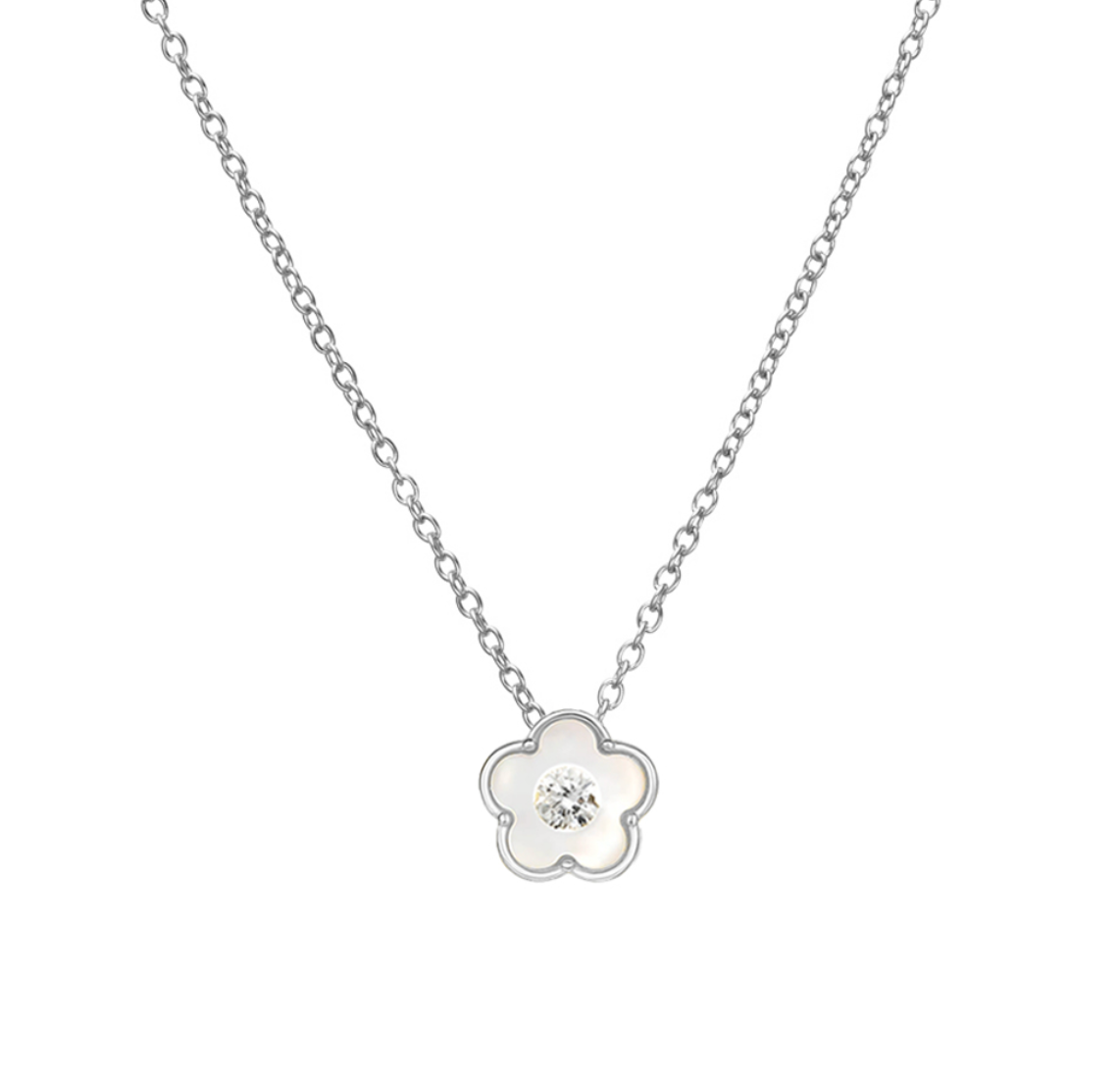 Nellie Sterling Silver Mother of Pearl Floral Necklace