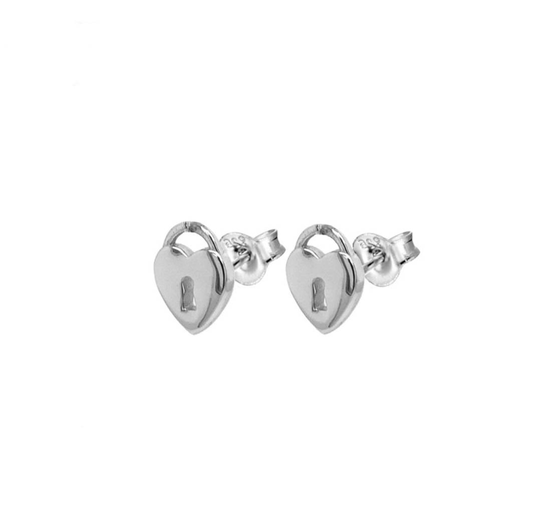 Heather Sterling Silver Heart Locket Stud Earrings