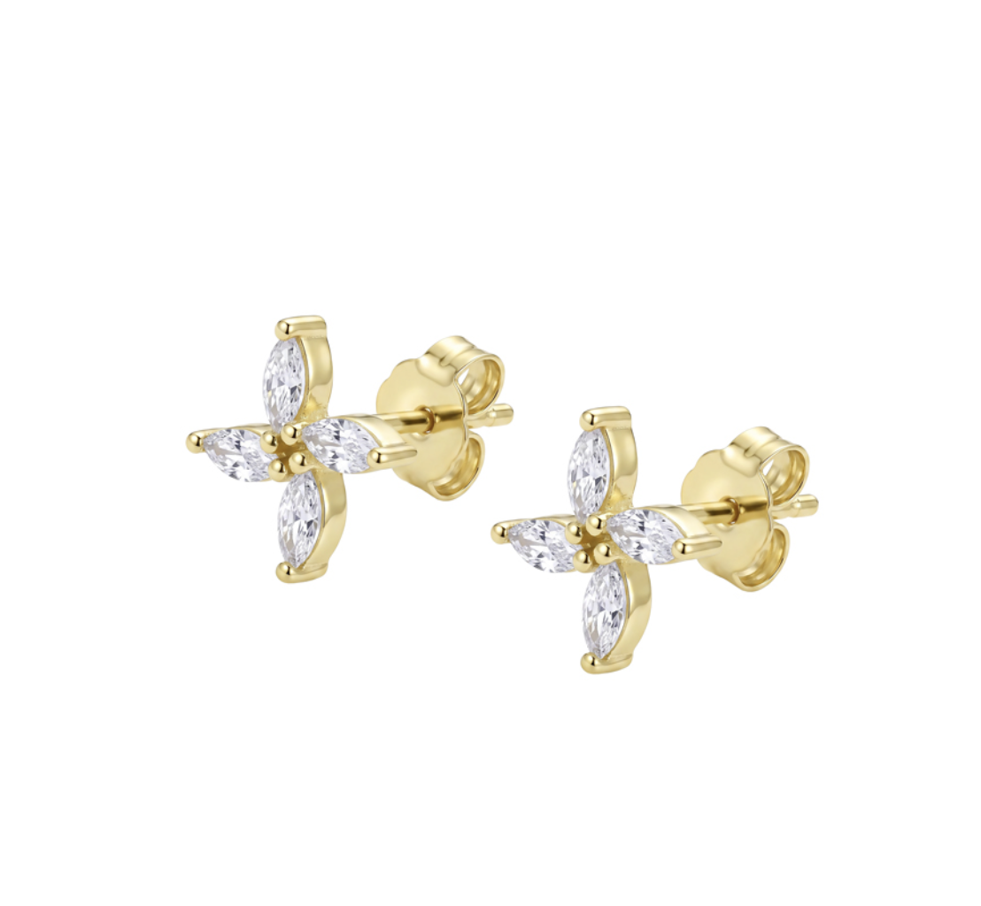 Katya Sterling Silver Dazzling Floral Studs