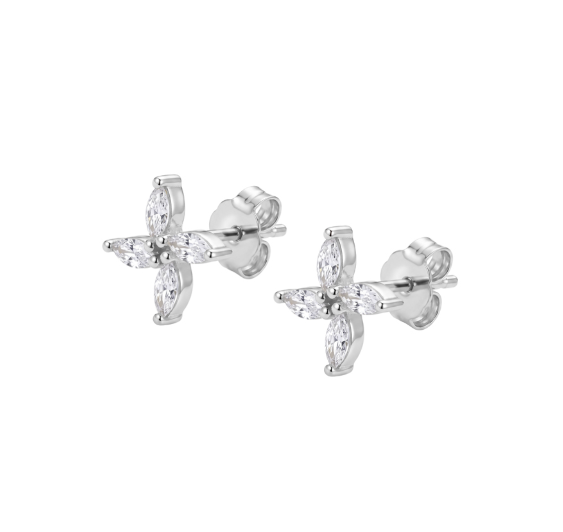 Katya Sterling Silver Dazzling Floral Studs