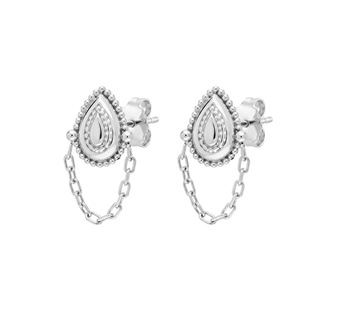 Nikki Teardrop Chain Stud Earrings