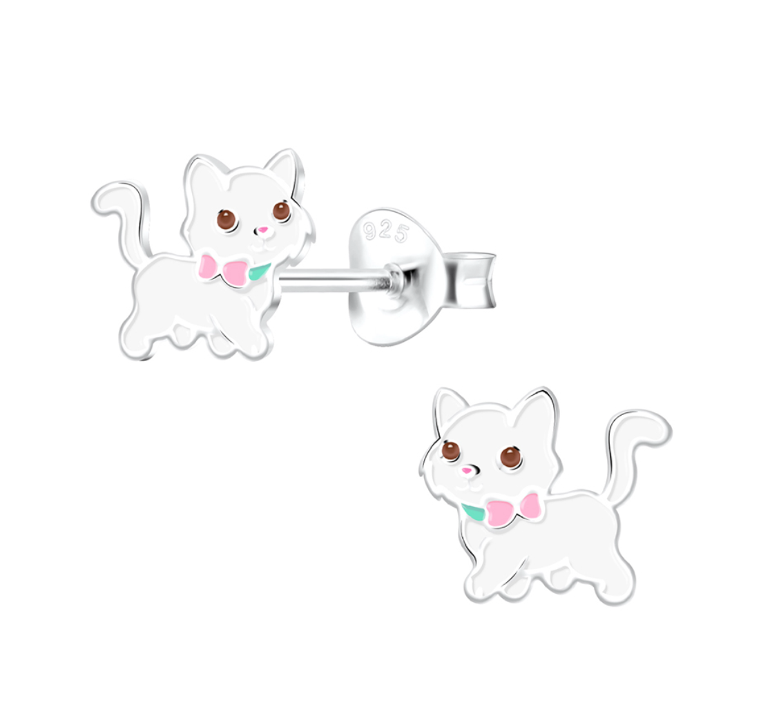 Melanie Sterling Silver Cat Stud Earrings