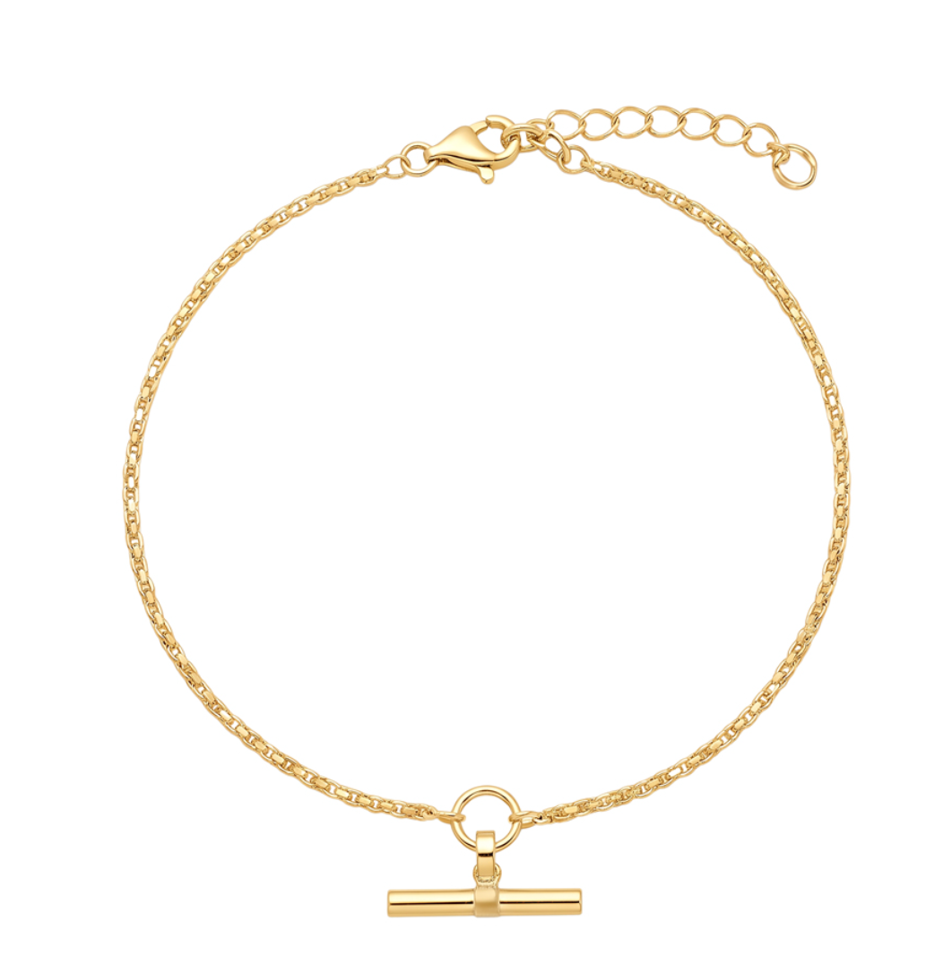 Diya Sterling Silver Smooth Rope Chain T-Bar Bracelet