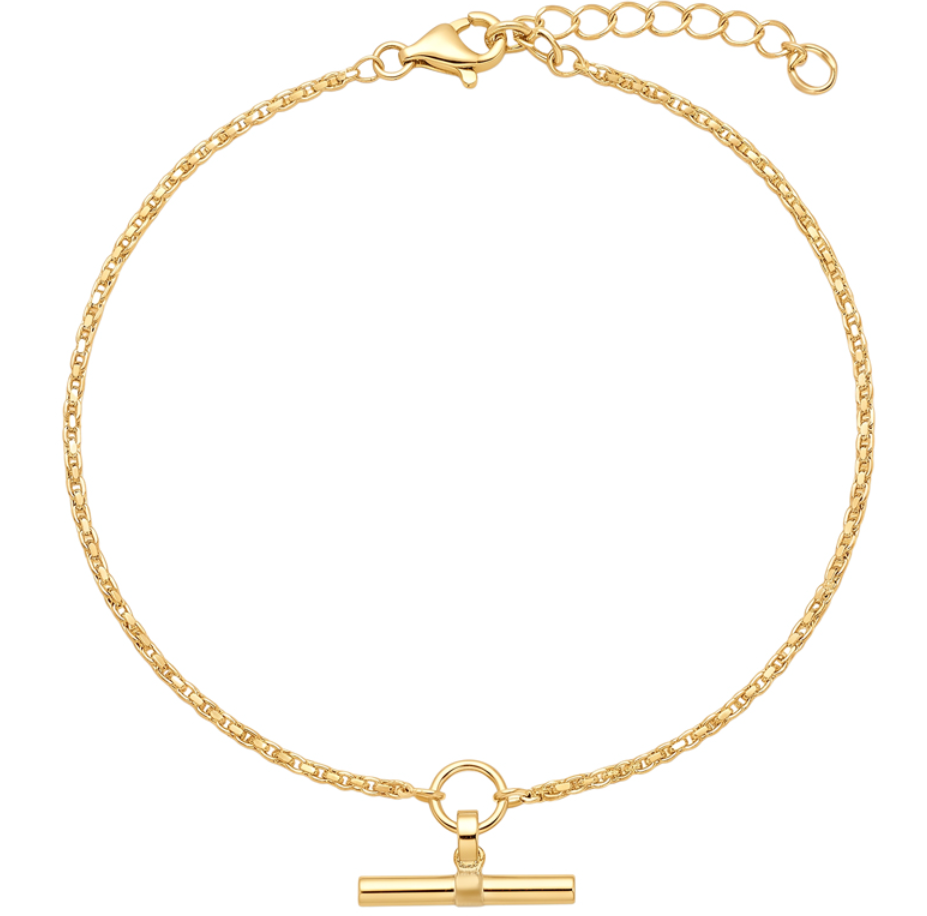 Diya Sterling Silver Smooth Rope Chain T-Bar Bracelet