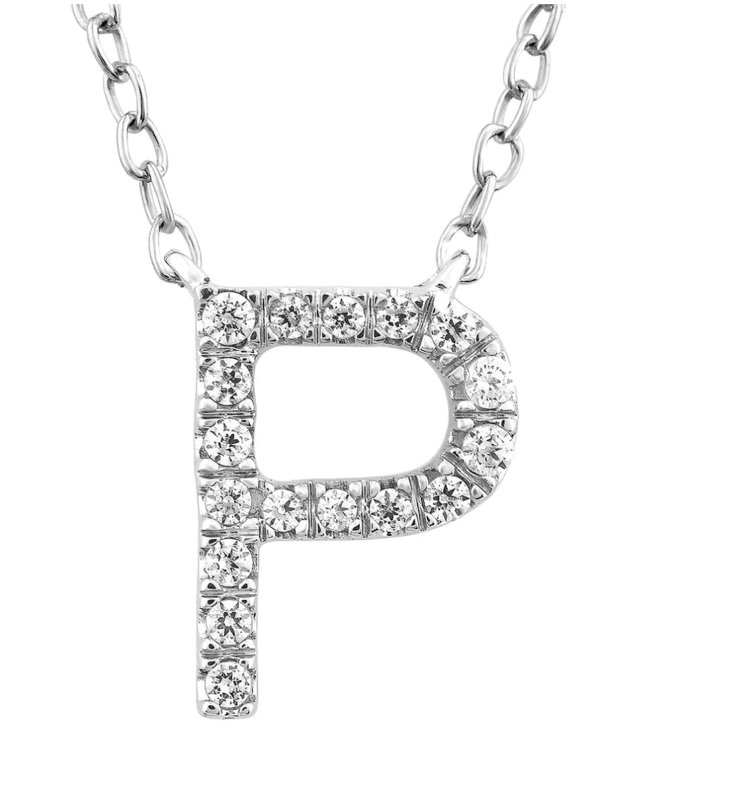 Solid White Gold and Diamond Initial Necklace - Caesar Loves Ava
