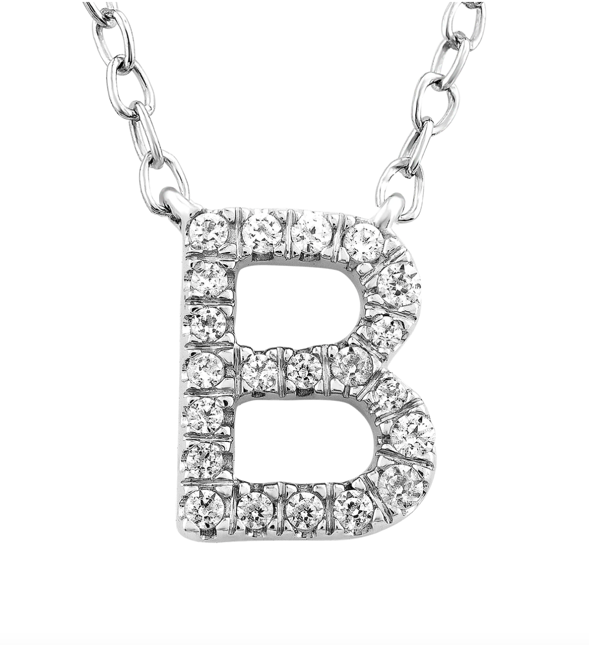 Solid White Gold and Diamond Initial Necklace - Caesar Loves Ava