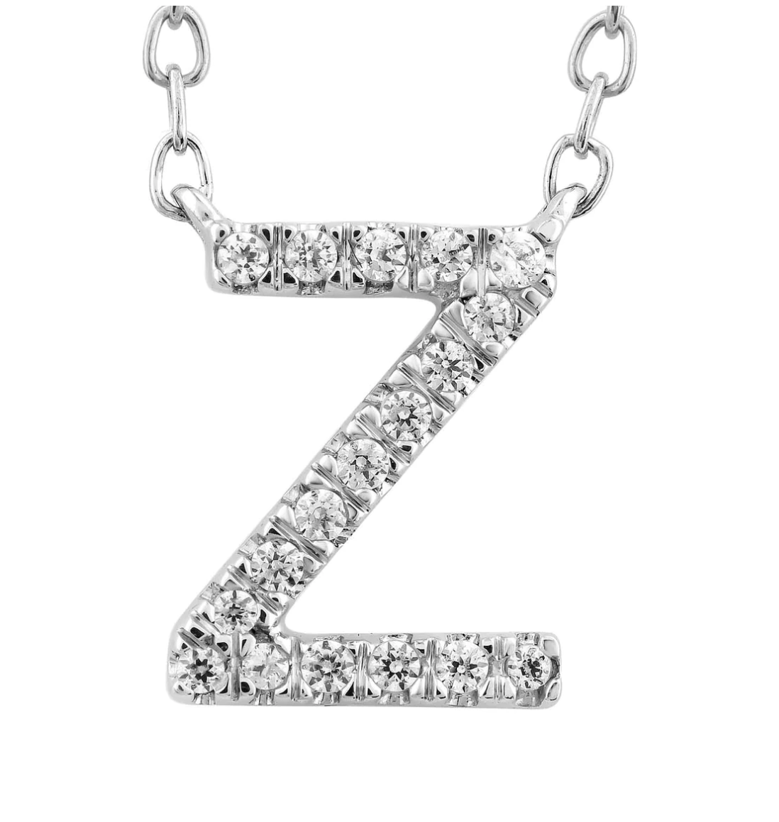 Solid White Gold and Diamond Initial Necklace - Caesar Loves Ava