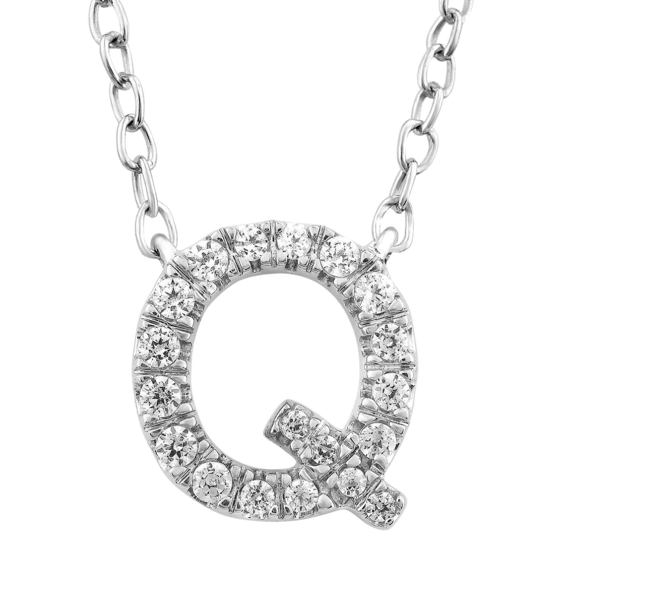 Solid White Gold and Diamond Initial Necklace - Caesar Loves Ava
