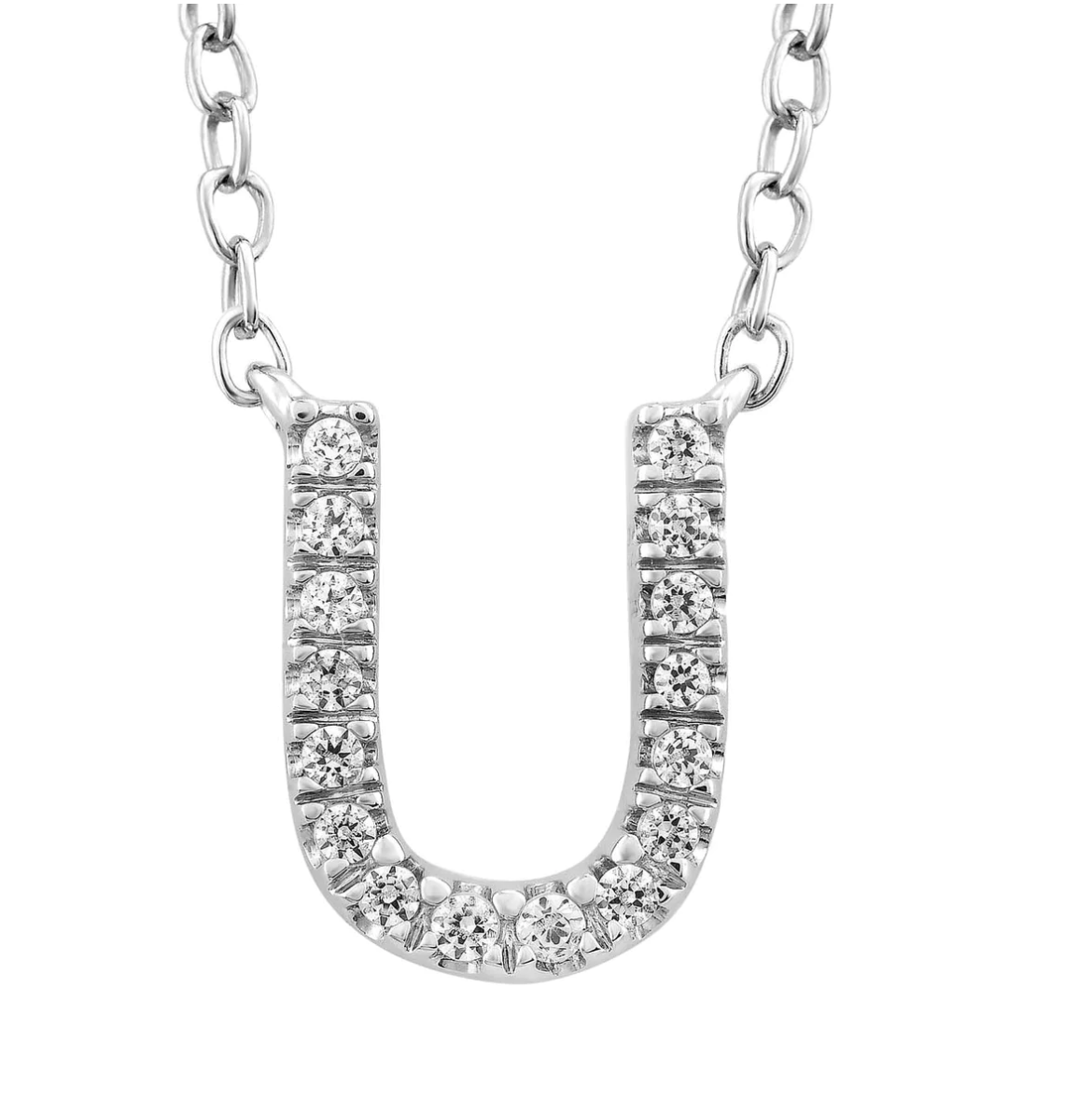 Solid White Gold and Diamond Initial Necklace - Caesar Loves Ava
