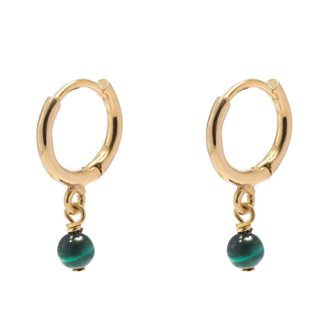 Marcelle Gold Plated Silver and Genuine Semi Precious Stone Huggies - Caesar Loves Ava
