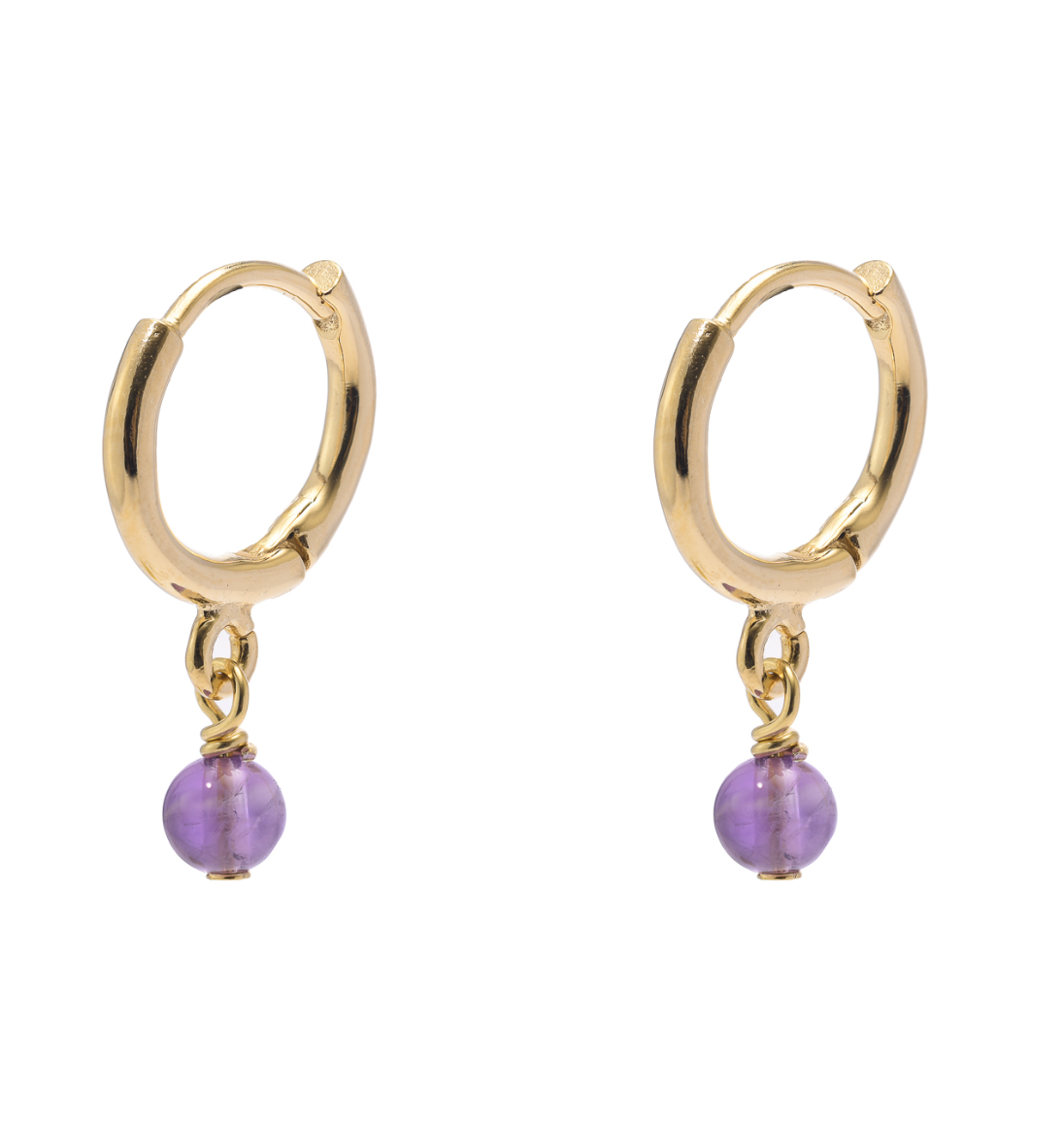 Marcelle Gold Plated Silver and Genuine Semi Precious Stone Huggies - Caesar Loves Ava