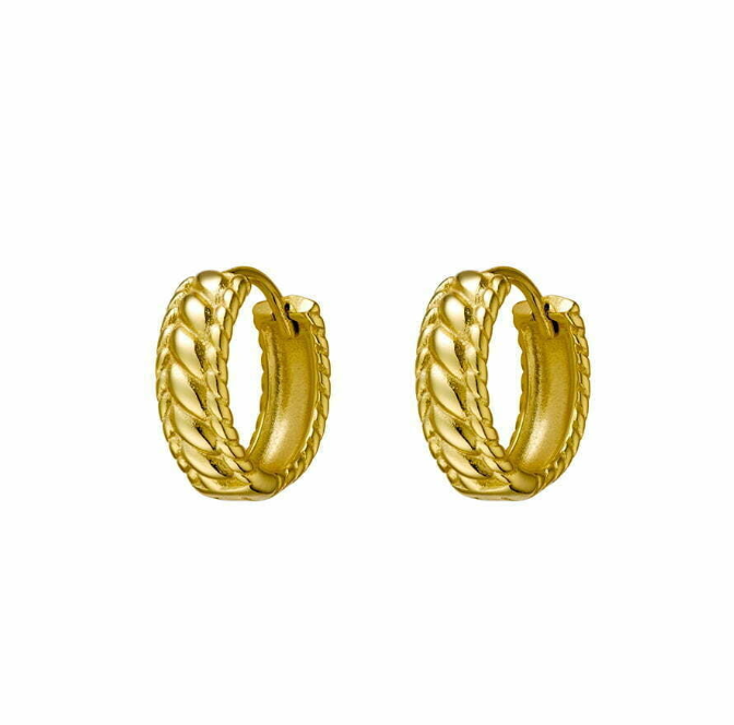 Xenia Sterling Silver Twist Patterned Thick Hoop Earrings - Caesar Loves Ava