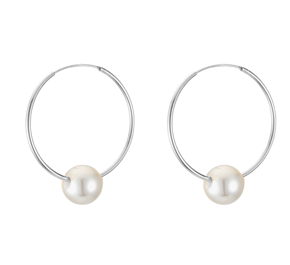 Lolo Floating Pearl Hoop Earrings - Caesar Loves Ava