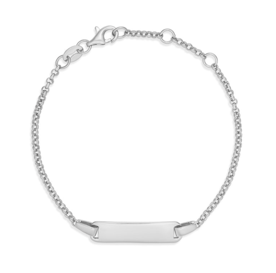Jojo Sterling Silver Belcher Baby Bracelet with ID Plate - Caesar Loves Ava