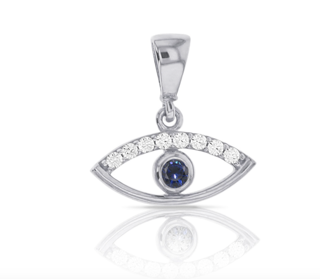 Dariya Yellow Gold and Cubic Zirconia Evil Eye Pendant Charm - Caesar Loves Ava
