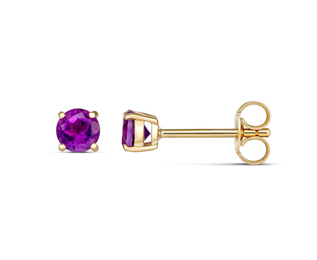 Yellow Gold and Genuine Gemstone Birthstone Studs - Caesar Loves Ava