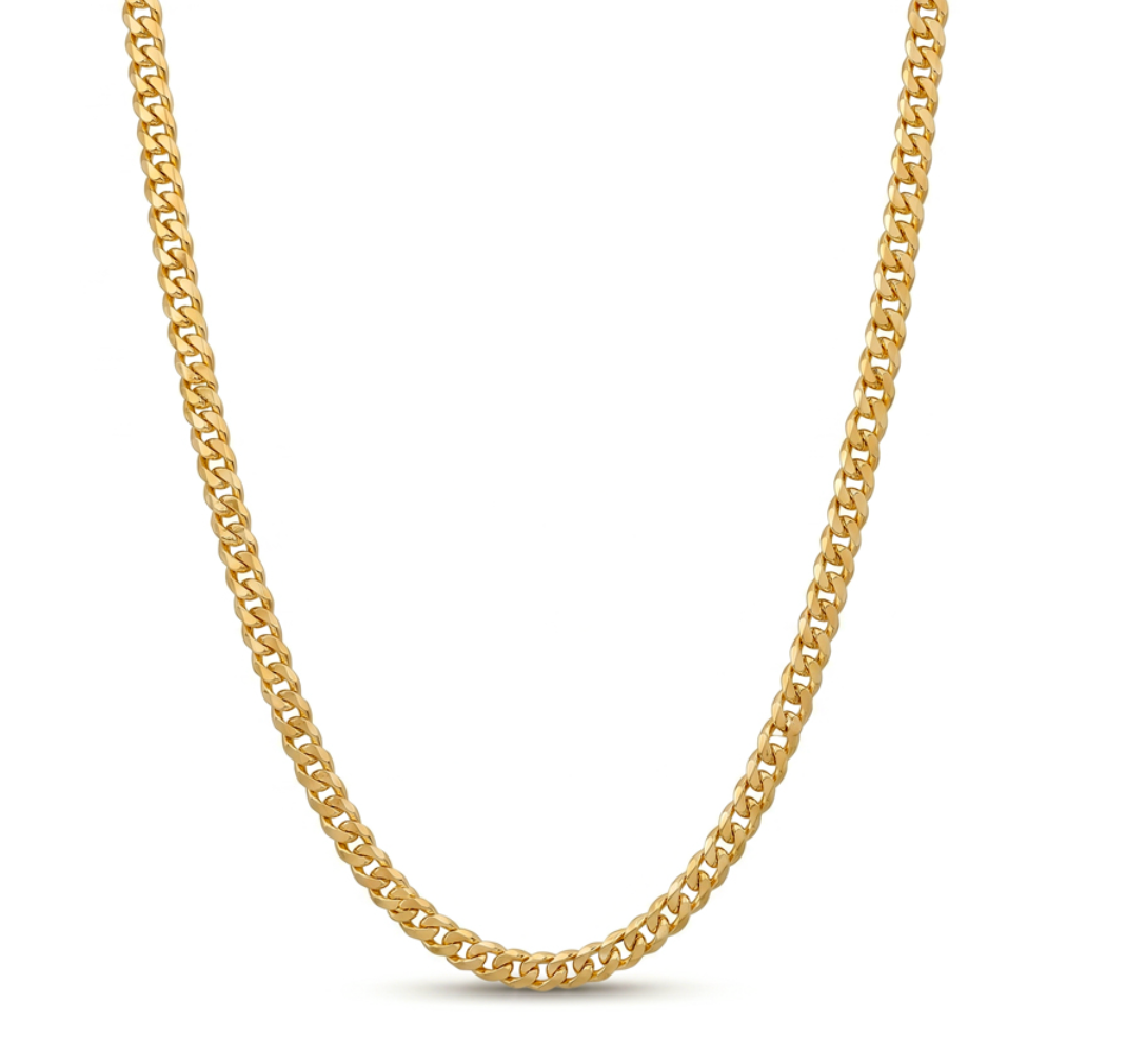 Yellow Gold Diamond Cut Curb Chain