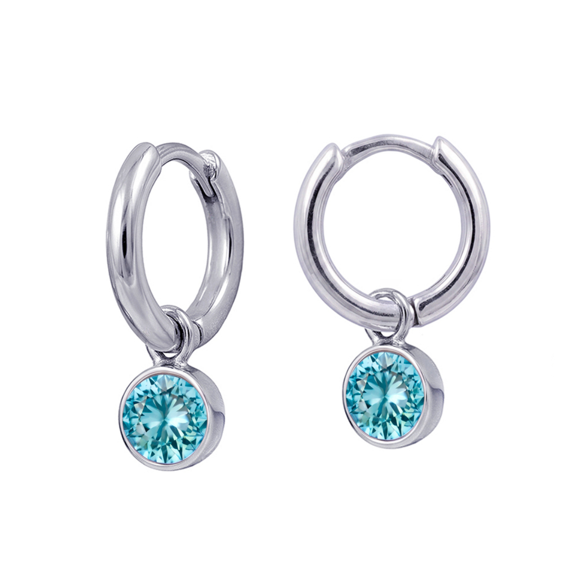 Sterling Silver Bezel Set Birthstone Drop Earrings