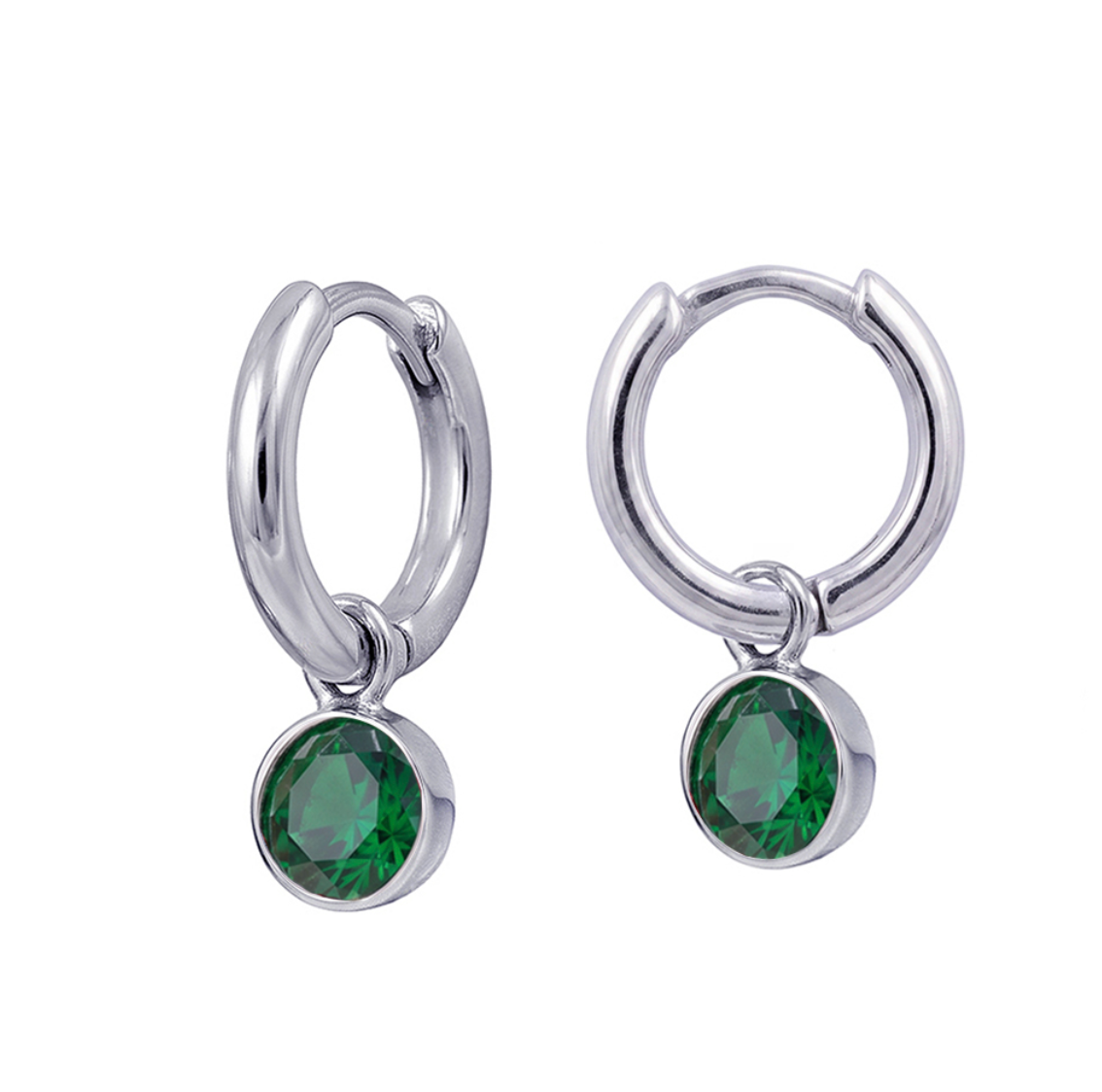 Sterling Silver Bezel Set Birthstone Drop Earrings