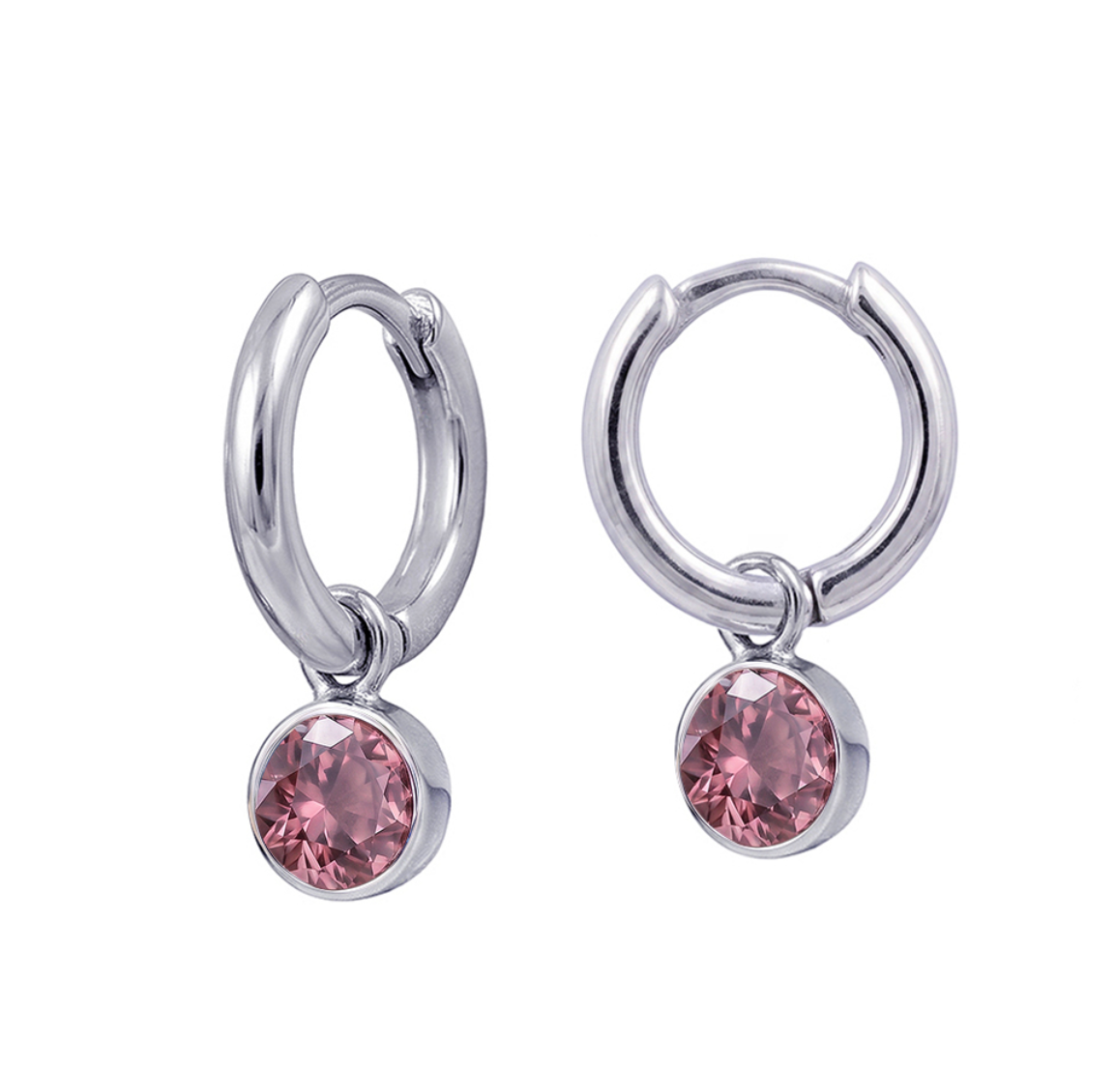 Sterling Silver Bezel Set Birthstone Drop Earrings