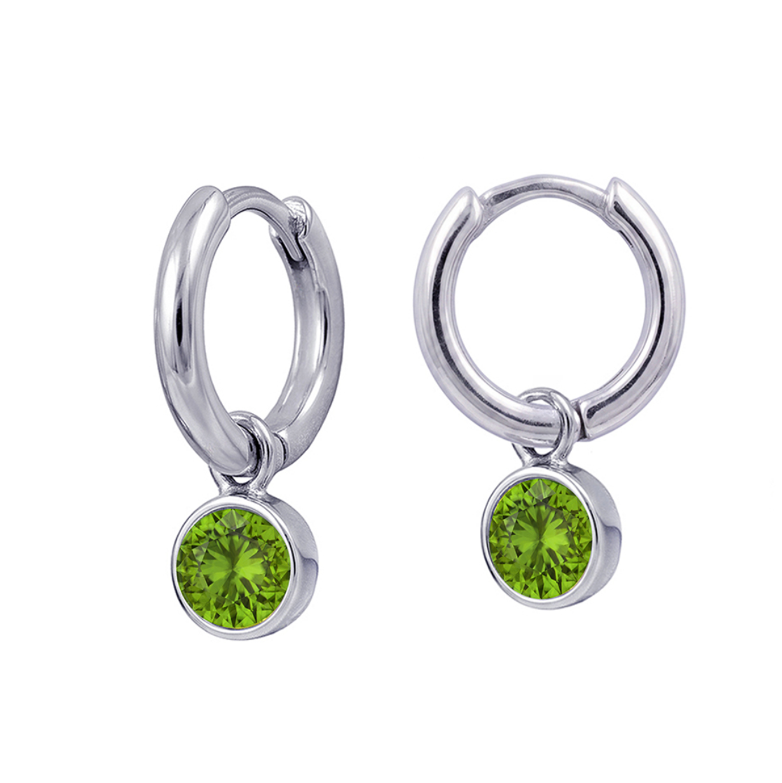 Sterling Silver Bezel Set Birthstone Drop Earrings