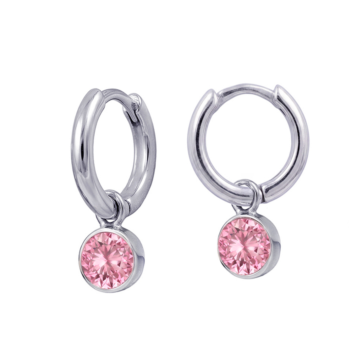 Sterling Silver Bezel Set Birthstone Drop Earrings