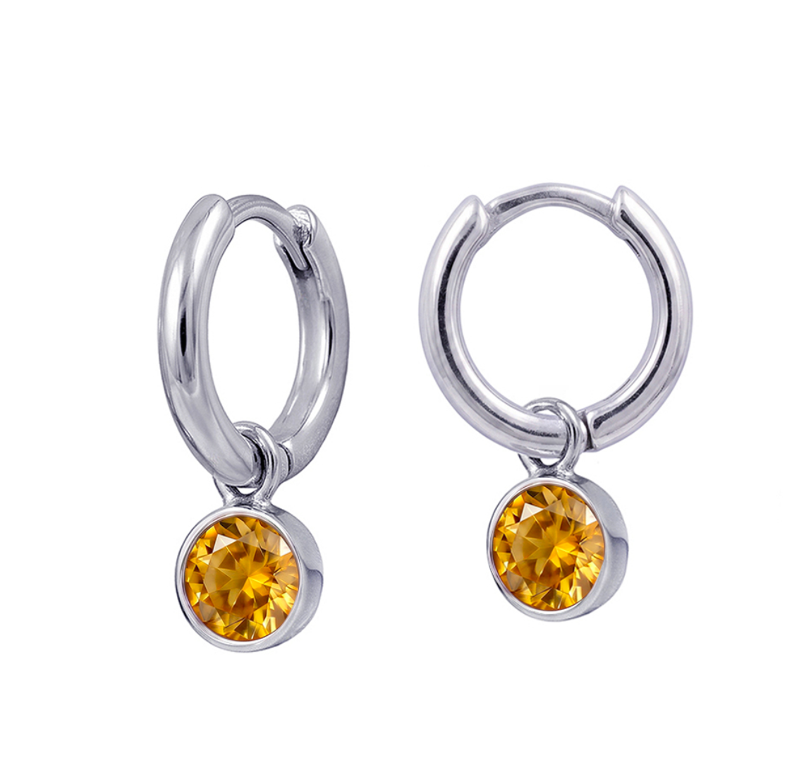 Sterling Silver Bezel Set Birthstone Drop Earrings
