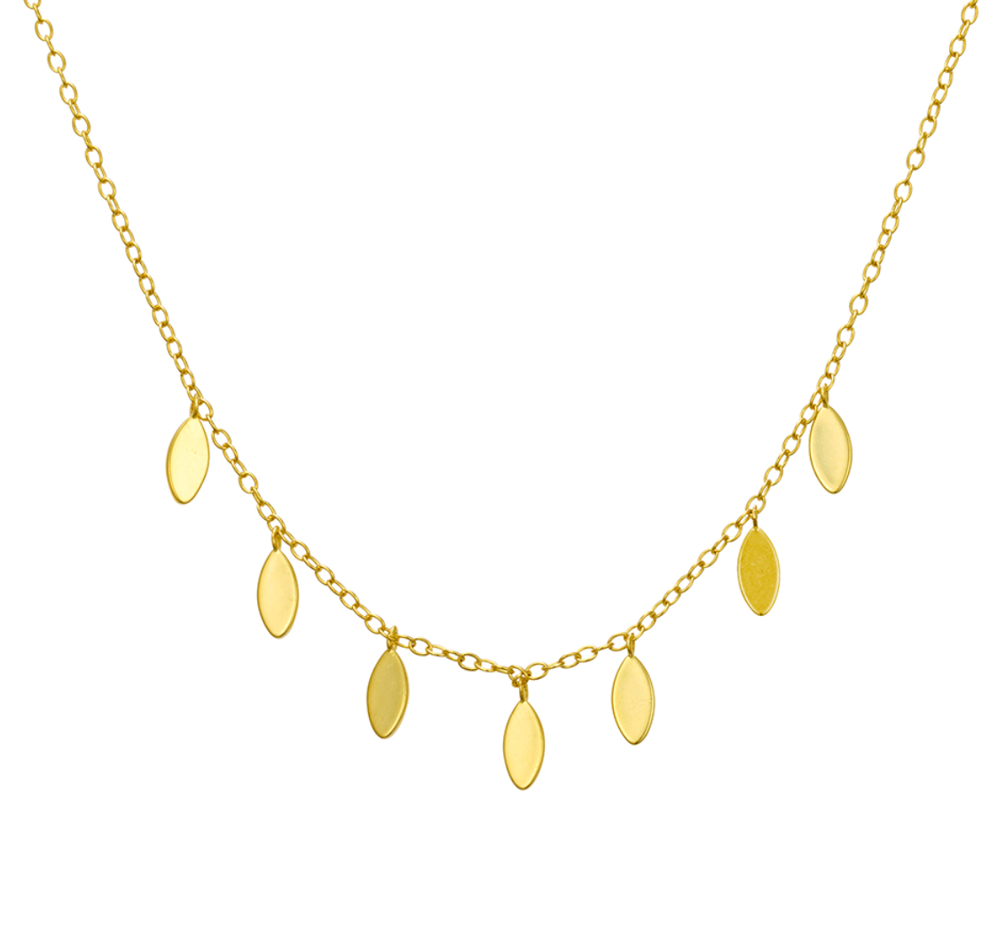 Aadya Sterling Silver Fine Chain Leaf Pendant Necklace
