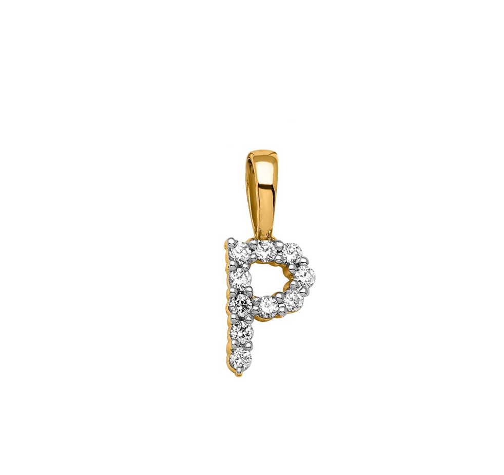 Ingrid Yellow Gold and Diamond Initial Pendants