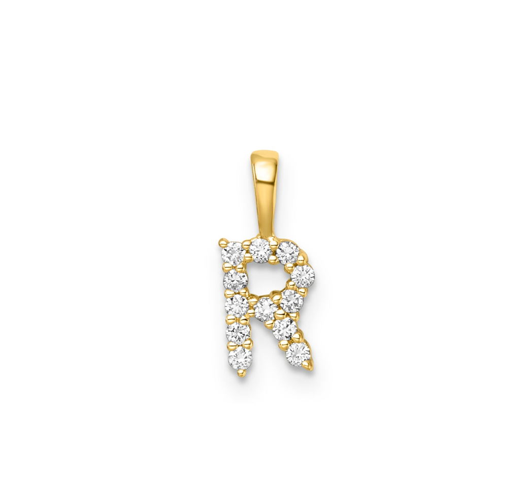 Ingrid Yellow Gold and Diamond Initial Pendants