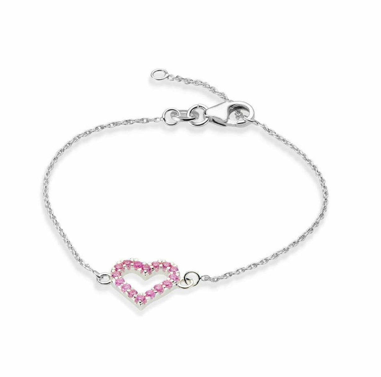 Larissa Children's Sterling Silver Bracelet with Pink Heart - Caesar Loves Ava