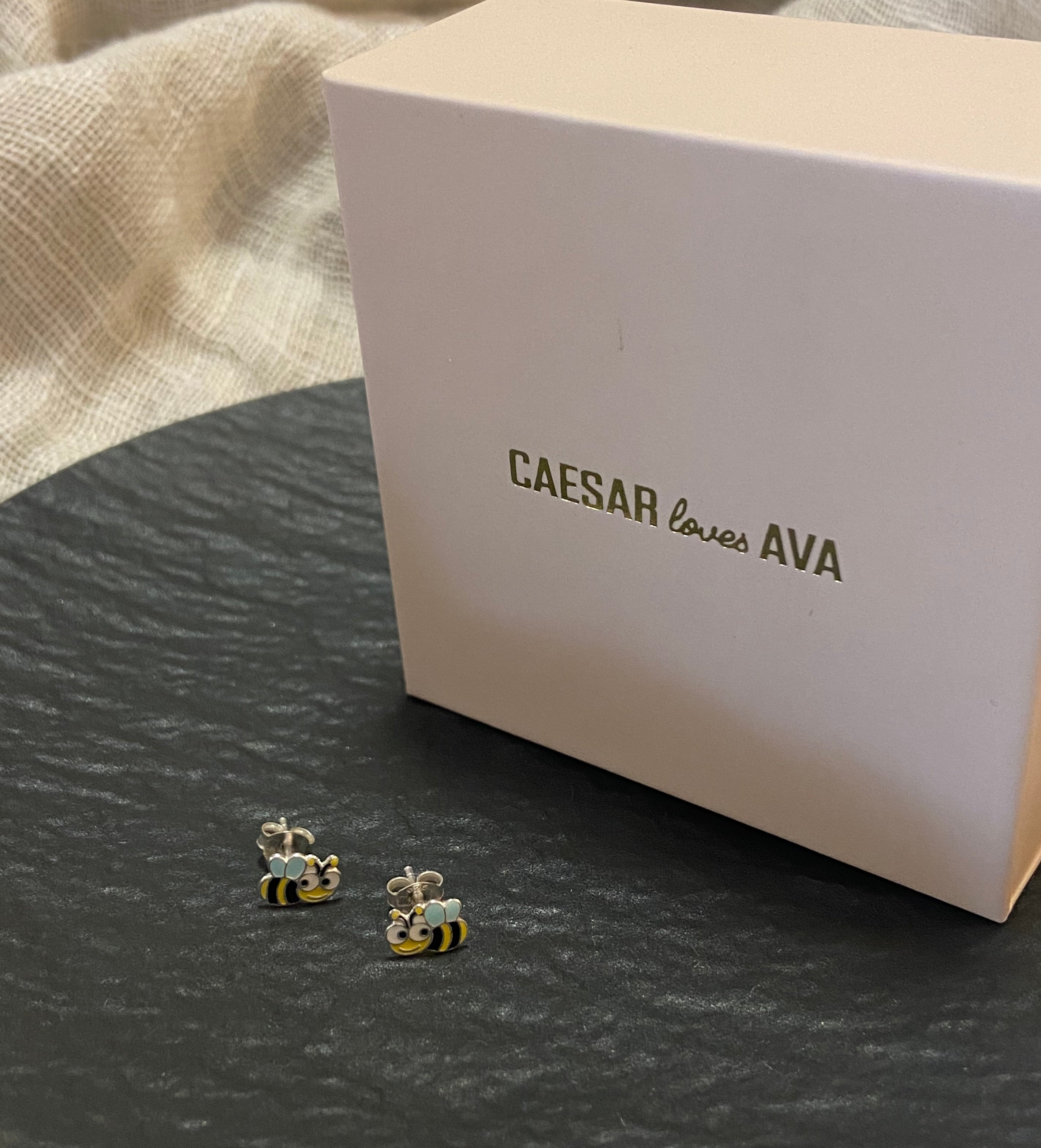 Betty Bee Sterling Silver and Enamel Stud Earrings - Caesar Loves Ava
