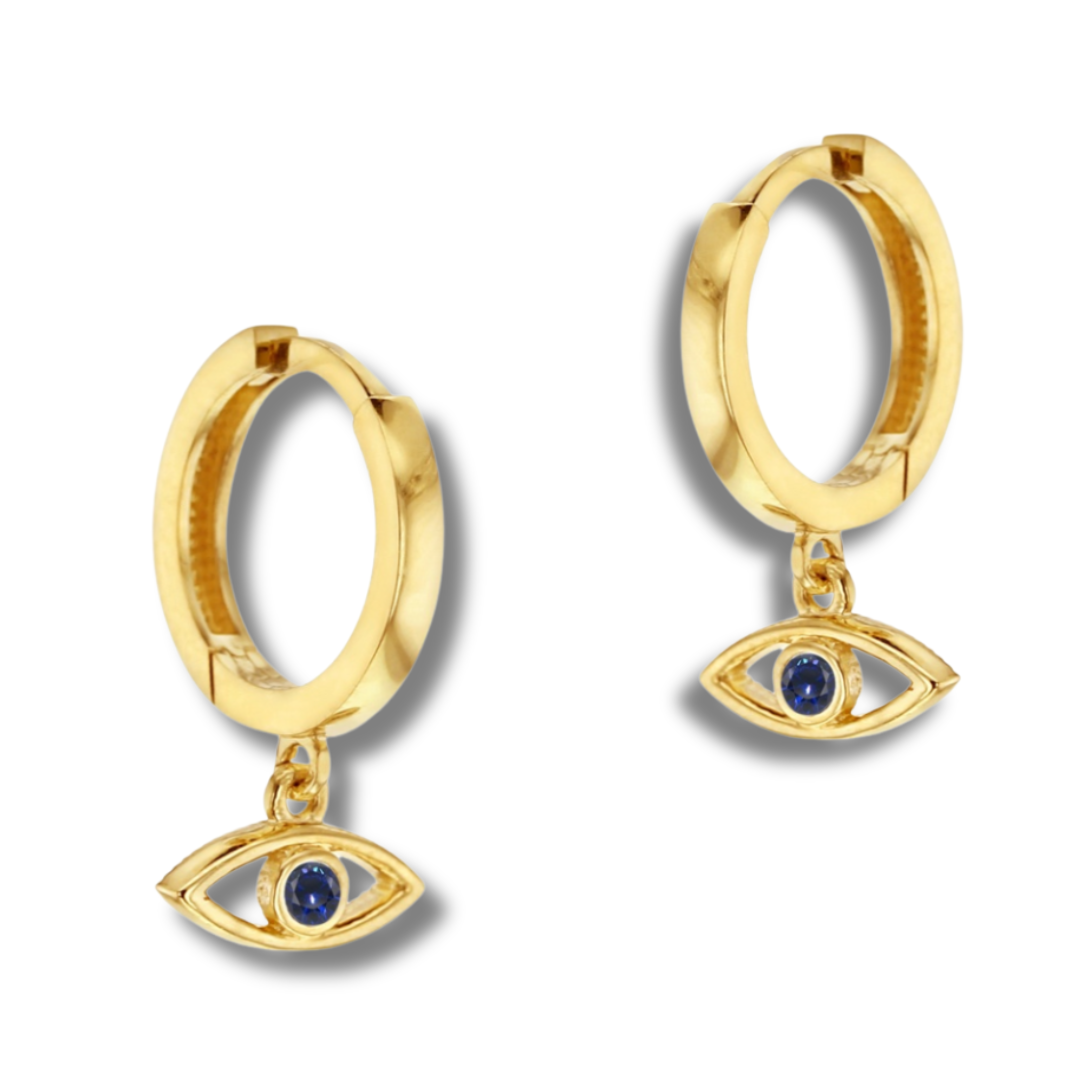 Aida Solid Gold Evil Eye Huggies Earrings