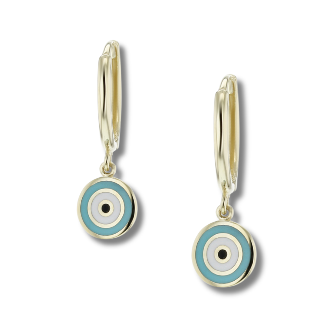 Kasia Solid Gold Enamel Evil Eye Huggies