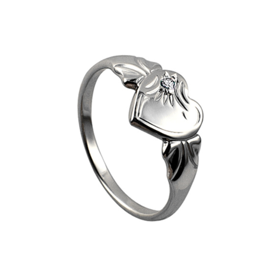 Sterling Silver Heart Signet Ring with Birthstones - Caesar Loves Ava