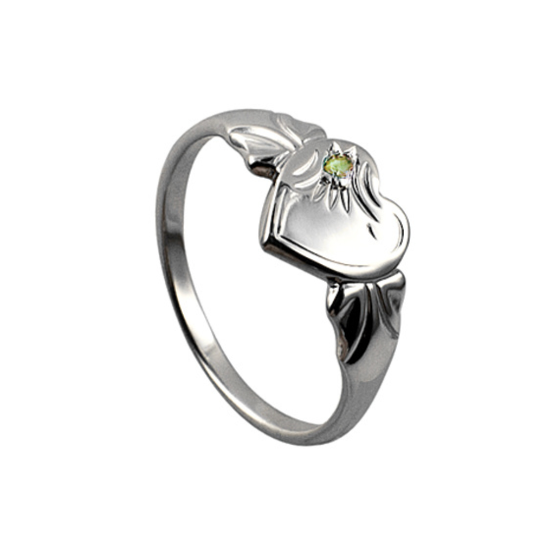 Sterling Silver Heart Signet Ring with Birthstones - Caesar Loves Ava