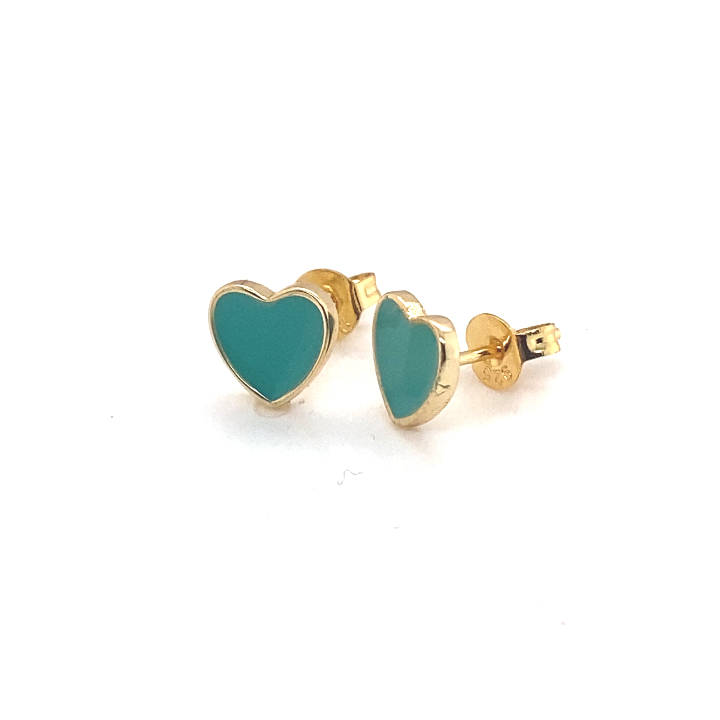 Camilla Gold Plated Sterling Silver Enamel Heart Studs - Caesar Loves Ava