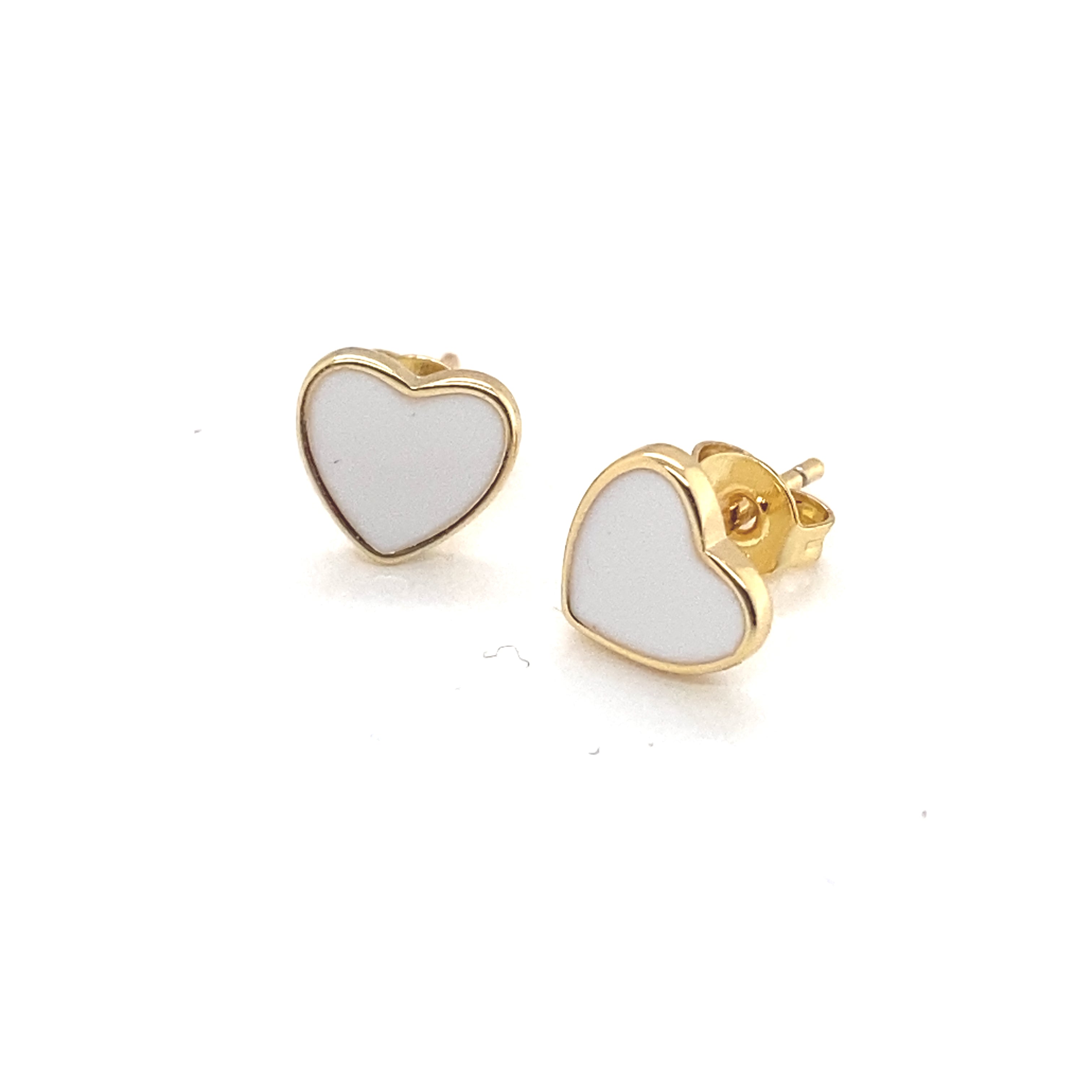 Camilla Gold Plated Sterling Silver Enamel Heart Studs - Caesar Loves Ava